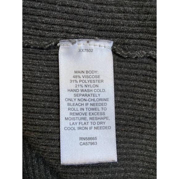 Something Navy Gray Black Sweater Pullover Ribbed V-Neck Slits Stretchy Small - Picture 7 of 8